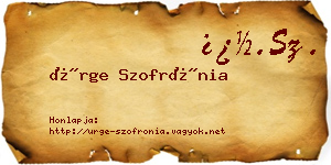 Ürge Szofrónia névjegykártya